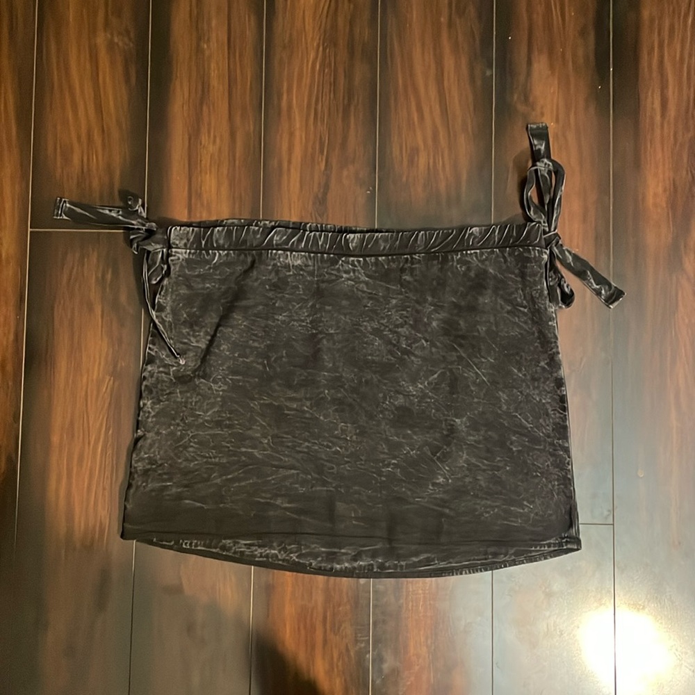 Project social T black acid washed pull on side tie mini skirt